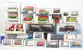 Thirty seven Oxford diecast model cars, trucks and buses of various scales, all in original