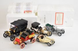 Five Franklin Mint vintage and classic diecast model cars comprising Rolls-Royce Silver Ghost,