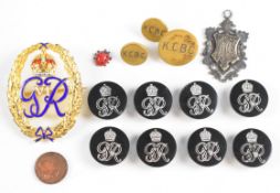 Gilt metal and enamel George VI brooch badge, probably Honorary Chaplain to the King, George VI