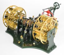 John Clarke live steam twin cylinder diagonal paddle marine engine, having handwheel operated