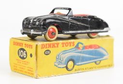 Dinky Toys diecast model Austin Atlantic Convertible car with black body, silver trim, red