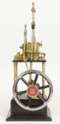 James Coombes type single cylinder live steam engine with spoked flywheel and cylinder drain