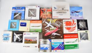 Eighteen 1:200 and 1:400 scale diecast model by Hasegawa, Corgi, Sky500 and similar with liveries to