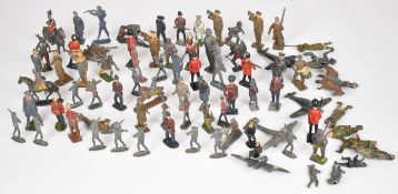 Over seventy Britains and similar painted metal figures to include WW2 Infantry, Scots Guard,