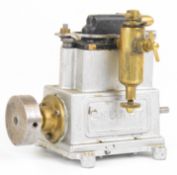 Stuart Star twin cylinder enclosed live steam engine, with aluminum crankcase, turned solid flywheel