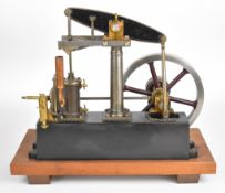 Stuart Beam live steam engine with displacement lubricator and twin cylinder drain cocks, driving