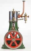 Stuart No. 4 vertical single cylinder live steam engine with spoked flywheel, displacement