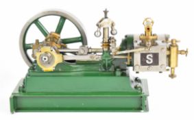 Stuart No 9 live steam single cylinder engine with governor, displacement lubricator, twin