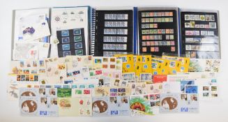 Five folders of various modern world stamps and first day covers, ranges include Spain, USA,