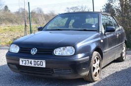 2001 Volkswagen Golf cabriolet 2000cc petrol car, registration number Y374 DGO, with V5c. At the