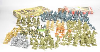 A quantity of plastic model toy soldiers with manufacturers to include Airfix, Ertl, Heller and