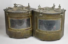 Pair of British Thomson-Houston & S and A WW2 era Port and Starboard ship's lamps impressed 1941 and