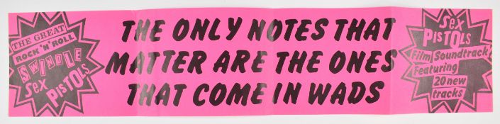 Sex Pistols - Virgin Records promotional banner 'The only notes that matter are the ones that come