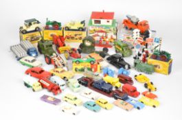 A collection of forty vintage diecast cars, trucks, military and agricultural vehicles comprising