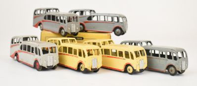 Six Dinky Toys diecast model Observation Coaches, 29F, in original trade box.