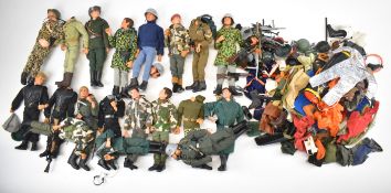 Nineteen vintage Palitoy Action Man figures, the majority flock haired examples and some with