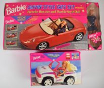 Barbie Driving Style Gift Set 'Porsche Boxster' by Mattel, 18549, together with a Pearl Beach Sun