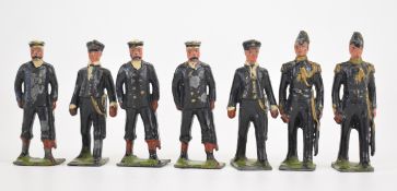 Seven Britains Officers and Petty Officers of the Royal Navy painted metal soldiers, set number 207,