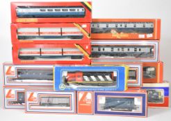 Four 00 gauge model railway locomotives by Lima, Jouef and AHM together with 10 passenger and