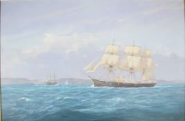 Commander Rex Phillips (British, 1931-2015) Royal Navy interest oil on canvas titled 'The First