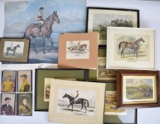 [Sporting] Collection of horse racing prints and postcards including framed print Reynoldstown by My