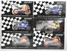 Six Paul's Model Art Minichamps 'Classic Bike Series' 1:12 scale diecast model MotoGP Valentino