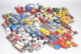 Over sixty vintage Dinky and Corgi diecast model cars and trucks to include Citroen Safari Ski Club,