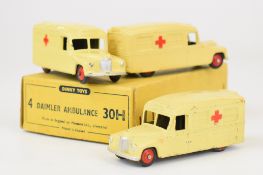 Three Dinky Toys diecast model Daimler Ambulances, 30H, in original trade box