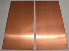 Two large sheets of copper to suit live steam or similar model maker, both circa 3mm and 61x122cm