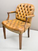 Mahogany leather Chesterfield armchair, office or captain's chair, the seat H54cm