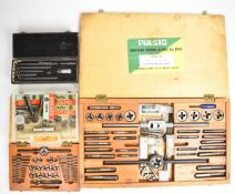 Model engineering tools comprising metric tap and die set, BA tap and die set, various other brass
