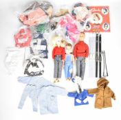 Three vintage Sindy dolls by Pedigree comprising Sindy, Patch and Paul, together with a collection