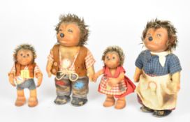 Four Steiff hedgehogs comprising Micki, Mecki, Mucki and Mackie, all with original tags, tallest