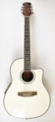 Coban bowl back electro acoustic guitar in off white / cream finish with mother of pearl style