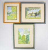 Toby Mulligan (contemporary British, born 1969) set of three watercolour Cotswold landscapes