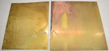 Two large sheets of brass to suit live steam or similar model maker, one 1.2mm and 100x105cm, the