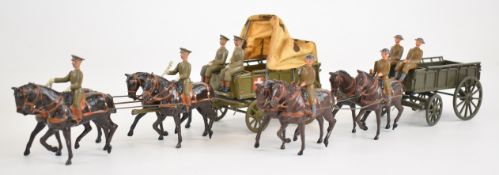 Two Britains Royal Army Medical Corps horse drawn ambulances comprising sets 145A and 1450 (steel