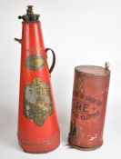 George V fire asbestos cloths wall mounted container and a Matther & Platt Simplex No 2 fire