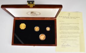 San Marino gold three coin set comprising 1996 5 Scudi, 1997 2 Scudi and 1997 1 Scudi coins, the 5