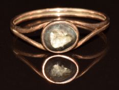 Georgian 9ct rose gold ring set with a rose cut diamond in a silver setting, 1.3g, size O