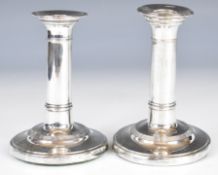 Pair of Victorian or Edward VII silver candlesticks, Birmingham 1901, maker I S Greenberg & Co,