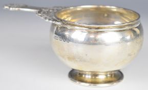 George VI hallmarked silver tastevin or similar with decorated handle, London 1937, maker Reid &
