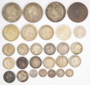Approximately 222g Georgian, Victorian and later British silver coinage to include 1818, 1819,