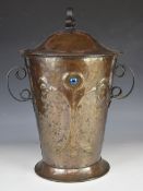 Arts & Crafts / Art Nouveau riveted copper and wrought iron covered bucket with Ruskin or similar
