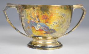 Art Deco Edward VIII hallmarked silver twin handled sugar bowl, London 1936, maker Edward