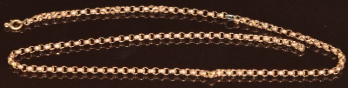 Victorian yellow metal chain made up of circular links, 8.4g, 45cm