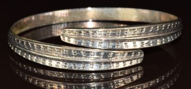 David Andersen Norwegian sterling silver Viking Revival torque bangle, 37.7g