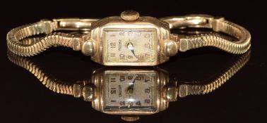 Rotary 9ct gold ladies wristwatch with Arabic numerals, silver dial and signed calibre 790 movement,