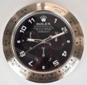 Rolex Oyster Perpetual Cosmograph Daytona dealer's shop display advertising wall clock with black