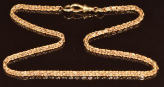 A c1910 18ct gold fob chain made up of textured links, 11g, 37cm